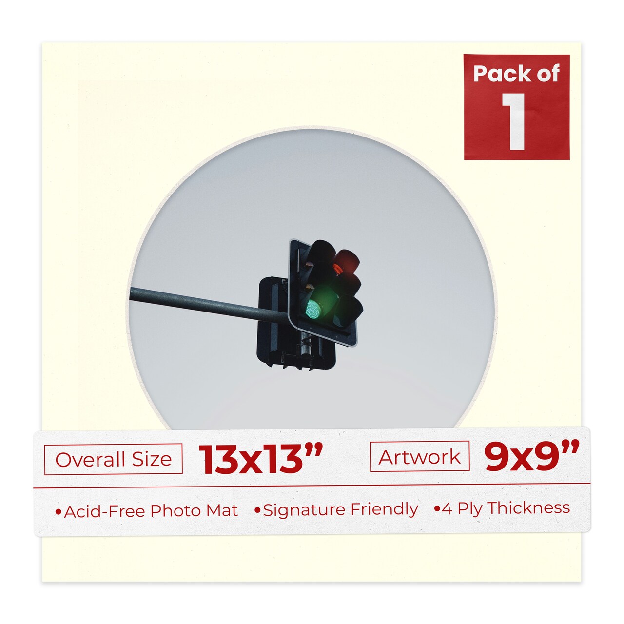 Cream Linen Mat Board for 13x13 Frames - Circle Opening for 9x9 Photos